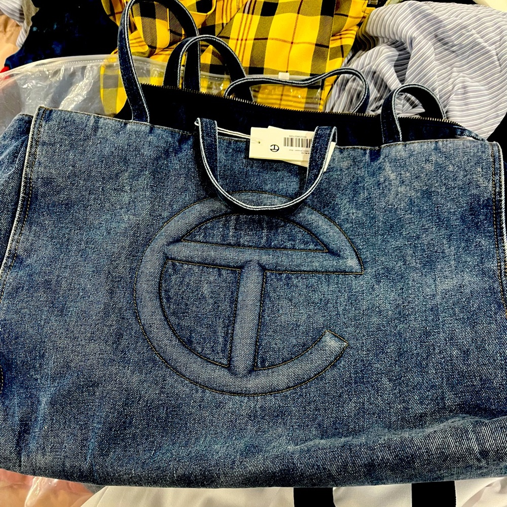 XLarge Telfar blue denim tote